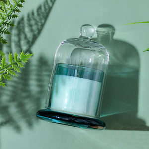 Vente en gros pot <span class=keywords><strong>de</strong></span> Bougie résistant à la chaleur, bocaux <span class=keywords><strong>de</strong></span> Bougie <span class=keywords><strong>de</strong></span> luxe nordique en Borosilicate vert avec dôme - Product Image 3