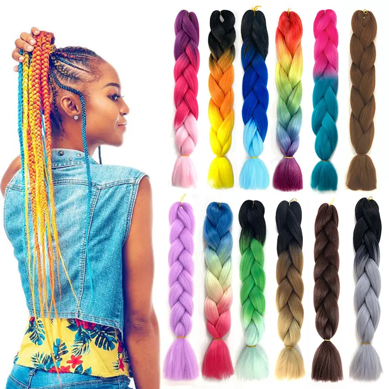 Crochet Braids Expression attachment Synthetic Expression Braiding Bulk Hair 24" 100g jumbo braiding hair light brown