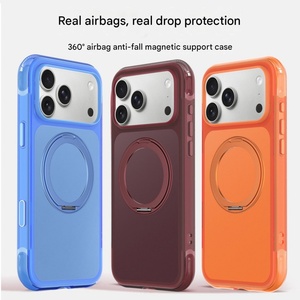 เคสโทรศัพท์แม่เหล็กแบบด้านสุดหรูสำหรับ iPhone 18 17 16 Pro Max พร้อมการปกป้อง 360 องศา °   ขาตั้งหมุนได้ ปุ่ม AI ฝาครอบกันกระแทกสี่มุม - Product Image 2