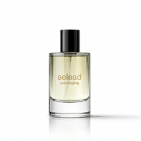 Flacon de parfum en verre transparent 50 ml, côtés droits, emballage Eau de Parfum avec bouchon noir, étiquette personnalisée, fabrication OEM ODM
