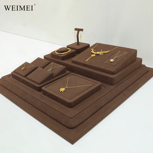 WEIMEI - Juego de Exhibición de Joyería de Microfibra Marrón Moderno y de Lujo, Exhibidores de Collares y Pendientes para Mostrador - Product Image 6