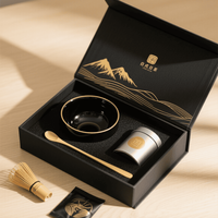 Boîtes magnétiques élégantes Ensembles Matcha Emballage avec insert en mousse Conception de luxe personnalisée pour le thé de qualité supérieure Emballage en papier de stockage de cadeaux