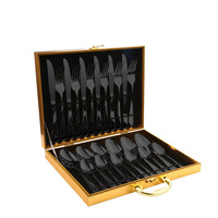 Ensemble de couverts de luxe haut de gamme en acier inoxydable 24 pièces, design moderne, argent et or, finition miroir, pour mariages