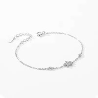 Gelang Rantai Bintang Perak Sterling 925 dengan Zirkon untuk Wanita, Stok Tersedia, Grosir Pabrik, Perhiasan Mewah