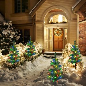 Solar Christmas <b>Tree</b> <b>Lights</b> 4-Piece Set LED Outdoor Garden Decor Water Resistant Solar Powered Free-Standing - Product Image 2