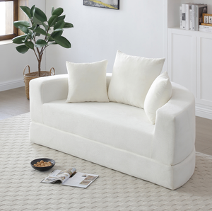 Modern Convertible <b>Sofa</b> Bed Set Adjustable Futon Square Shape Apartment Use Corduroy <b>Cover</b> No Assembly Required - Product Image 2