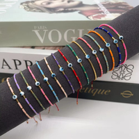 Go2boho Evil Eye Bracelet perlé, bijoux de protection ajustables faits à la main, bracelet boho minimaliste coloré pour femmes