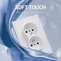 Enchufe francés doble de diseño moderno, Panel de PC, 16A Enchufe europeo, 220V, blanco, negro, gris, dorado, Color, enchufe de interruptor eléctrico de 2 bandas