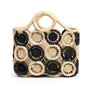 Cesta de Almacenamiento de Macramé de Rafia Hecha a Mano, Organizador Tejido, Tamaño Personalizado para Decoración del Hogar y la Cocina - Product Image 1