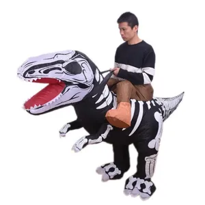 Inflatable ม้าลายไดโนเสาร์โครงกระดูกชุดสูทผู้ใหญ่ไดโนเสาร์ T Rex Rider เครื่องแต่งกายสําหรับเด็กผู้ใหญ่โพลีเอสเตอร์ฮาโลวีนเครื่องแต่งกาย