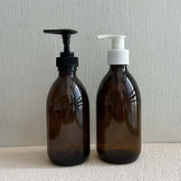 Distributeur de savon en verre ambré rechargeable de 300 ml avec pompe en plastique noir