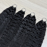 Extensions de cheveux humains pré-séparées pour tresses, style kinky straight, effet plume, sans nœuds, invisibles, très demandées par les fournisseurs
