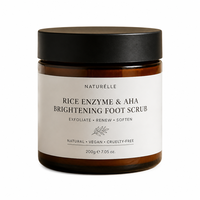 Gommage pour les pieds éclaircissant à l'enzyme de riz et aux AHA, marque privée, exfoliant professionnel pour des pieds lisses et éclatants, 200g