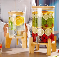 Distributeur de boissons en verre borosilicaté résistant à l'humidité scellé et résistant aux hautes températures avec robinet en ABS pour jus de vin et cola
