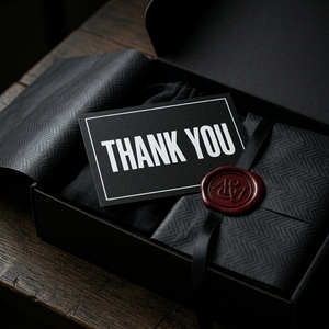Tarjetas de Agradecimiento Minimalistas Negras con Tipografía Blanca en Negrita, Estilo Industrial Moderno, Personalizables al por Mayor con Logotipo, para Empresas, Comercio Minorista, Embalaje, OEM, ODM - Product Image 4