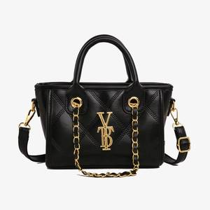 Fashionable Durable Foldable Lady's PU Handbag with Geometric Patterns Chains Zipper Closure for Daily Use Model 2526 - Product Image 3