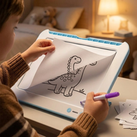 Tableau d'affichage LED carré rechargeable en acrylique avec lumière blanc chaud pour le dessin des enfants et la décoration du salon