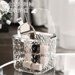 Cosmetic Storage Box With Lid Water Ripple Design Plastic Makeup Organizer Desktop Dustproof Container For Cosmetic Storage - Product Image 4