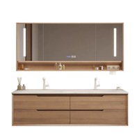 Ensembles de meubles de salle de bain moderne, fournisseur de haute qualité, miroir de coiffeuse, armoire de salle de bain en bois massif avec double vasque