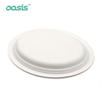 Assiette jetable ovale grande en canne à sucre biodégradable et écologique pour fêtes, résistante à l'eau et à la graisse, sans BPA