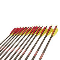 Flèches en carbone Linkboy Archery 30/32 pouces, forme goutte d'eau, plumes naturelles, spine 250-800, pointes en acier ID6.2mm pour arc à poulies de chasse