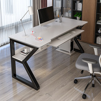 Bureau d'ordinateur en métal pliable et réglable avec roulettes, petit bureau rectangulaire moderne pour la maison ou la location