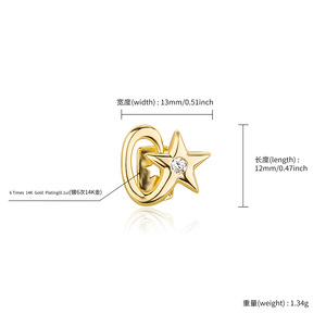 Véritable plaqué or étoile à cinq branches à <span class=keywords><strong>dent</strong></span> unique accolades vides diamant super flash sans décoloration haut de gamme personnalisé <span class=keywords><strong>dent</strong></span> <span class=keywords><strong>en</strong></span> or - Product Image 4