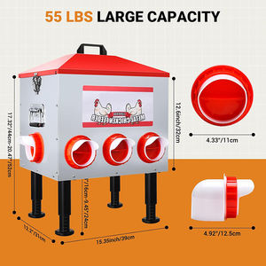 Jh-mech pemberi makan ayam otomatis, tinggi dapat diatur desain anti-limbah 8 port pemberi makan ayam besar - Product Image 2