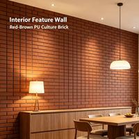 Panneau mural en pierre flexible, faux briques rouge-brun, léger, pour revêtement de façade et mur décoratif intérieur