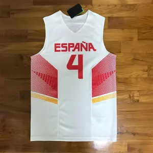ספרד כדורסל ג 'רזי אחיד עיצוב אדום ולוגו/מלא סובלימציה כדורסל ג' רזי עיצוב