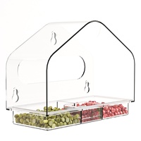 Mangeoire à oiseaux transfrontalière pour extérieur, style fenêtre, en plastique transparent, anti-évasion, rectangulaire, sans perçage