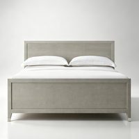 Kreatives, Schlichtes Design Modulares OEM Modernes Geprägtes Leder Massivholzrahmen Umweltfreundliches Langlebiges Paneelbett mit Fußteil