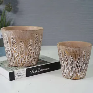 Natural pastoral garden antique gold embossed cement flowerpot decorative plant pots manufacturer flower pot