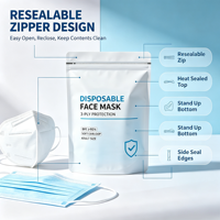 Sachet d'emballage blanc laminé à fermeture éclair, format personnalisé, impression couleur intégrale, pour masques faciaux médicaux jetables – Fournisseur direct usine