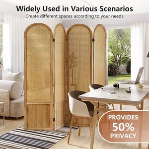 Japanese Design Room Divider 4 Panel Folding Privacy Screen Bedroom Home Office Separation Freestanding Wood <strong>Partition</strong> - Product Image 6
