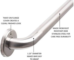 Customized ADA Grab <strong>Bar</strong> 304 Stainless Steel Handrail Support 500 LBS Bathtub Rails Bathroom <strong>Safety</strong> Handrail for Elderly - Product Image 3