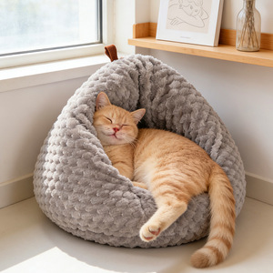 Lit pour chat chaud d'hiver, semi-fermé, style créatif en forme de fesses de poulet, pour chats et petits chiens de taille moyenne - Product Image 2