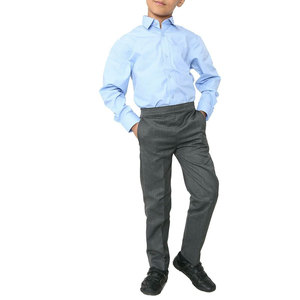 Conjunto de Uniforme Escolar de Alta Calidad para Niños con Camisa de Manga Larga y Pantalones Rectos para Uso Diario Académico, Poliéster/Algodón - Product Image 1