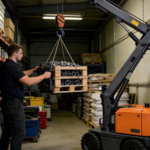 Mini <span class=keywords><strong>Gru</strong></span> Elettrica Semovente Certificata CE con Sollevatore Idraulico per Movimentazione Materiali in Fabbrica - Product Image 4