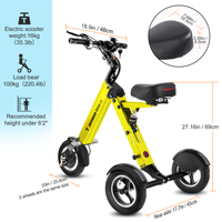 Trottinette électrique pliable à trois roues Topmate ES32 sans balais avec siège pour adultes, tricycle léger pour les trajets domicile-travail