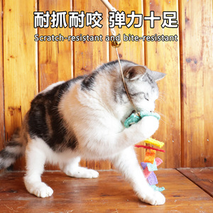 Juguete para gatos de lufa con forma de espina de pescado, mango largo, anti-mordida, para limpieza dental, estilo de dibujos animados, con hierba gatera y sonajero - Product Image 3
