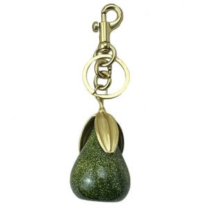 Wholesale Gilded Pear Keychain Elegant Green & Gold Pear Pendant with Triple <b>Leaves</b> Fashionable Bag Charm & Keyring Accessory - Product Image 2