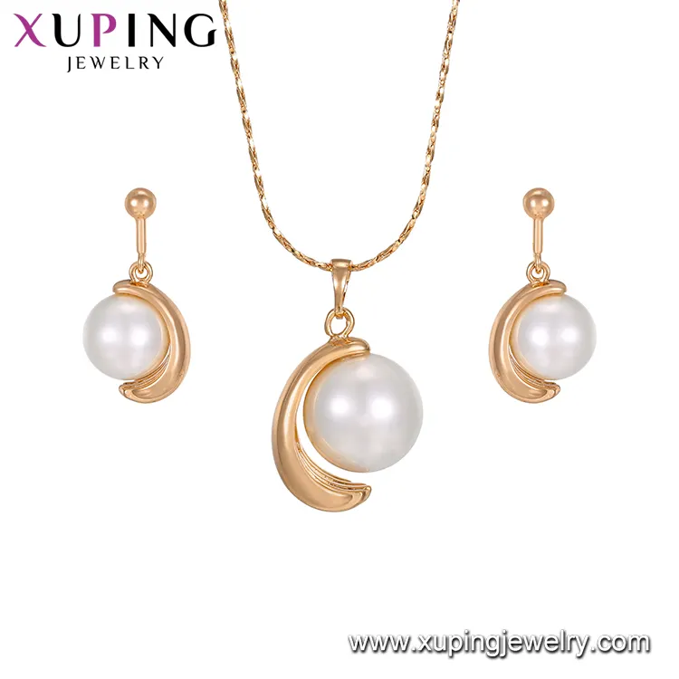 64035 Xuping Mode großhandel dubai gold überzogene perle schmuck sets