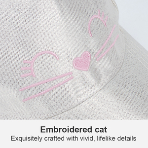 Gorra de Béisbol Infantil de 5 Paneles con Bordado Rosa Plateado Brillante, Gorra Deportiva con Orejas, Protección Solar para Niñas - Product Image 3