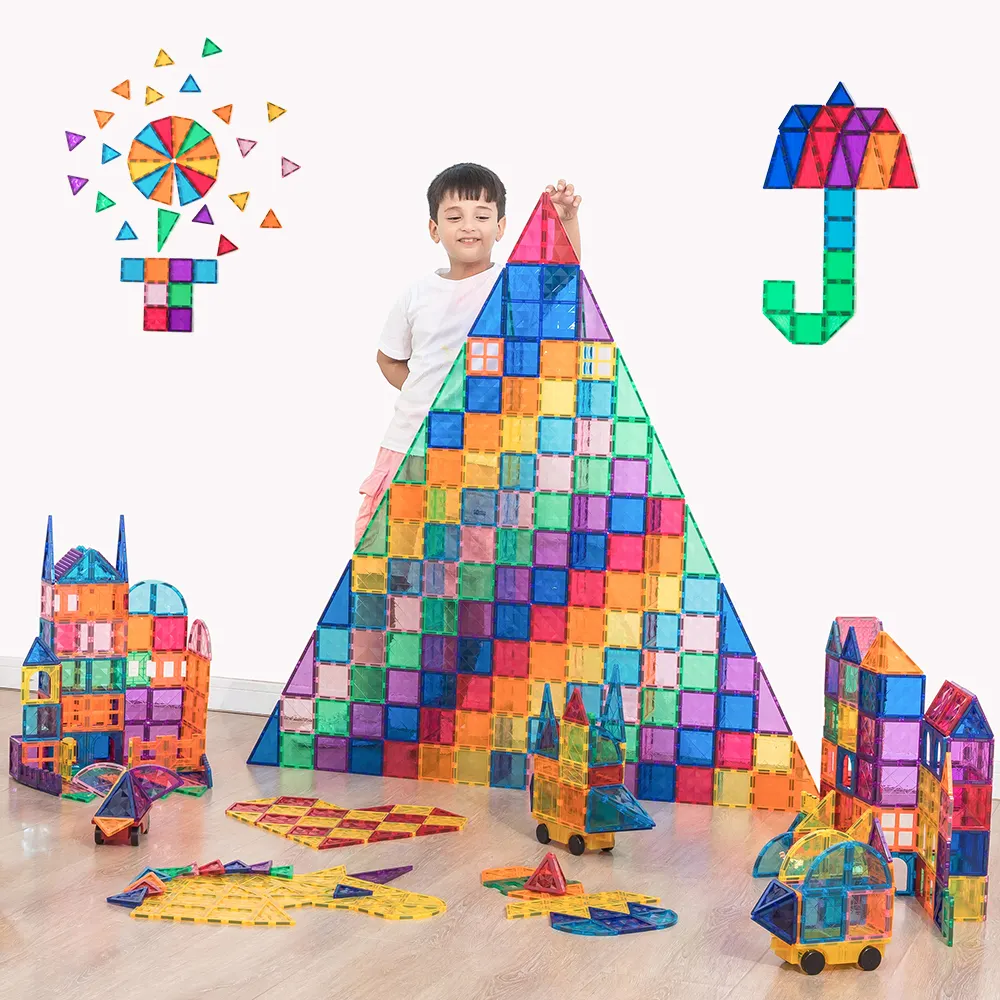 2023 New Style Hot Sale Colorful Plastic 100 Pcs Magnetic Blocks Magnetic Building Tiles For Kids