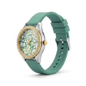 Reloj de Mujer con Patrón de Cisne Dorado, Correa de Silicona Suave Verde, Liberación Rápida, Reloj de Pulsera para Mujer, Moda Africana - Product Image 1