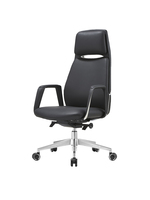 Fauteuil de bureau moderne ergonomique en cuir à dossier haut avec support lombaire réglable et accoudoirs fixes