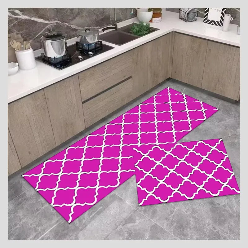 Kitchen Rugs and Mats Washable 2 Piece Set - Non-S Kitchen Mats Bathroom Kitchen Waterproof Floor PVC Bath Mat