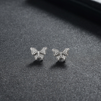 Bijoux fantaisie plaqués or 14 carats, moissanite GRA VVS, boucles d'oreilles clous papillon en laiton brillant pour femmes