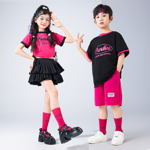 <span class=keywords><strong>Disfraz</strong></span> <span class=keywords><strong>de</strong></span> Hip Hop para Niños, Camiseta <span class=keywords><strong>con</strong></span> Letras Fucsia, Pañuelo, Falda Tutú, Pantalones Cortos Bicolor, Estilo Urbano para Recital - Product Image 5